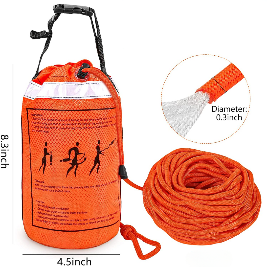Onyx Kent Commercial Emergency Water Rescue Throw Bag With 75ft Floating Rope